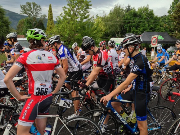 Josh (#346, centre) prepares for the start of stage 1.
