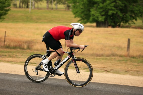 Josh powers through the stage 2 individual time trial.