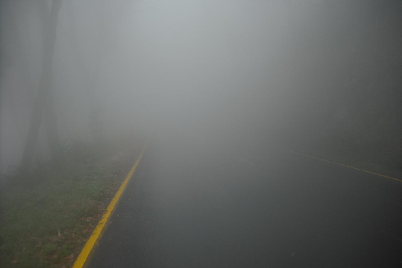 Low visibility on the Mt. Hotham climb