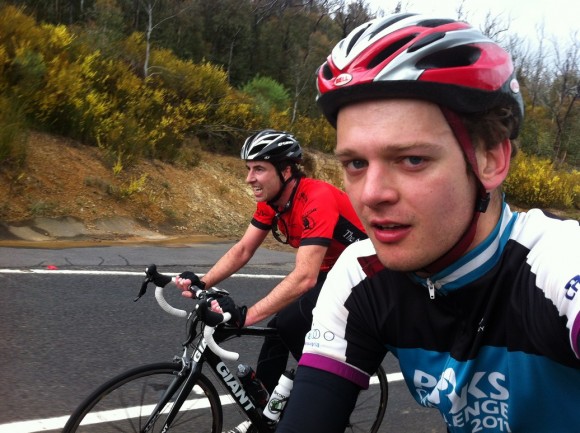Fletch and I on the lower slopes of the Kinglake climb.