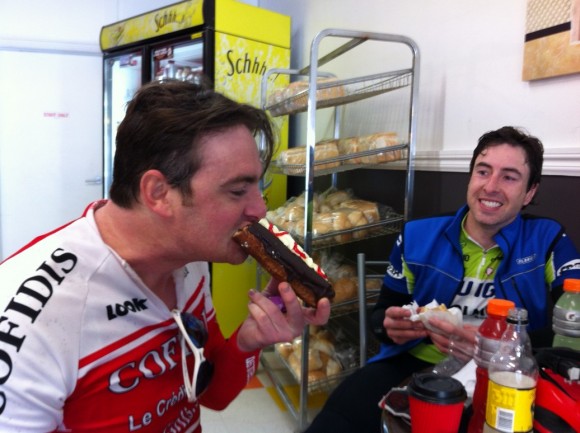 'This is what you get to eat after riding 100km' -- Dougie
