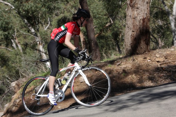 One of our two inaugural lady Legends leaving behind a painful 15% switchback on Corkscrew.