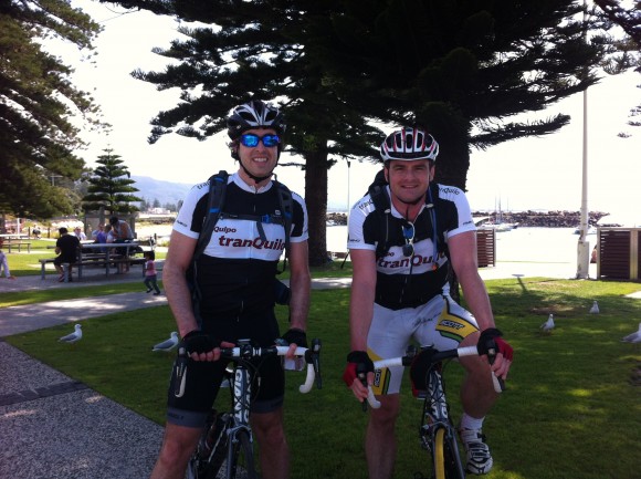 Fletch (l) and Dougie (r) on day one of their journey from Sydney to Melbourne.