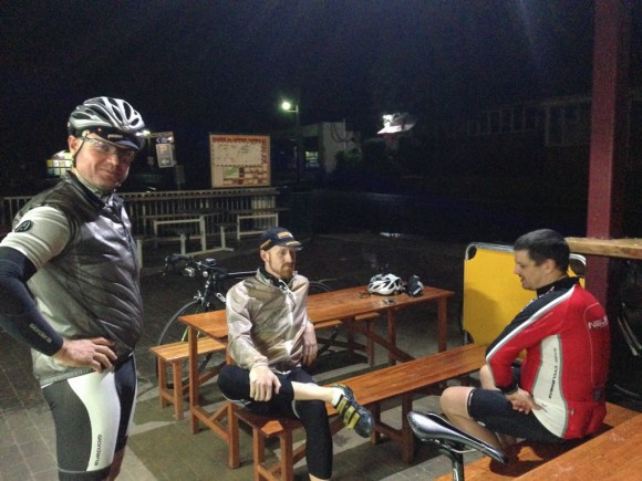 Nigel (left), Joel (center) and Brian (right) psych themselves up pre-ride.