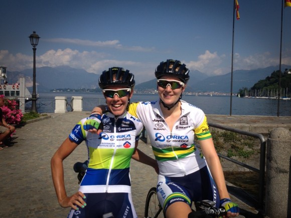 Jess (left) and Gracie (right) with Lake Maggiore in the background.