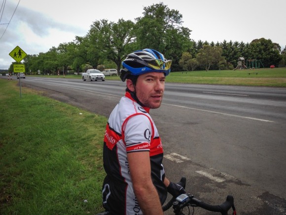 Marcus takes a quick breather at the first rest stop.