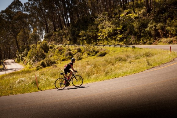 The memorable Falls Creek hairpin with 6km to go.